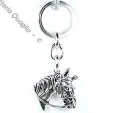 Portachiavi Cavallo Equitazione Donna Uomo Auto Ciondolo Bomboniera Argento Tib