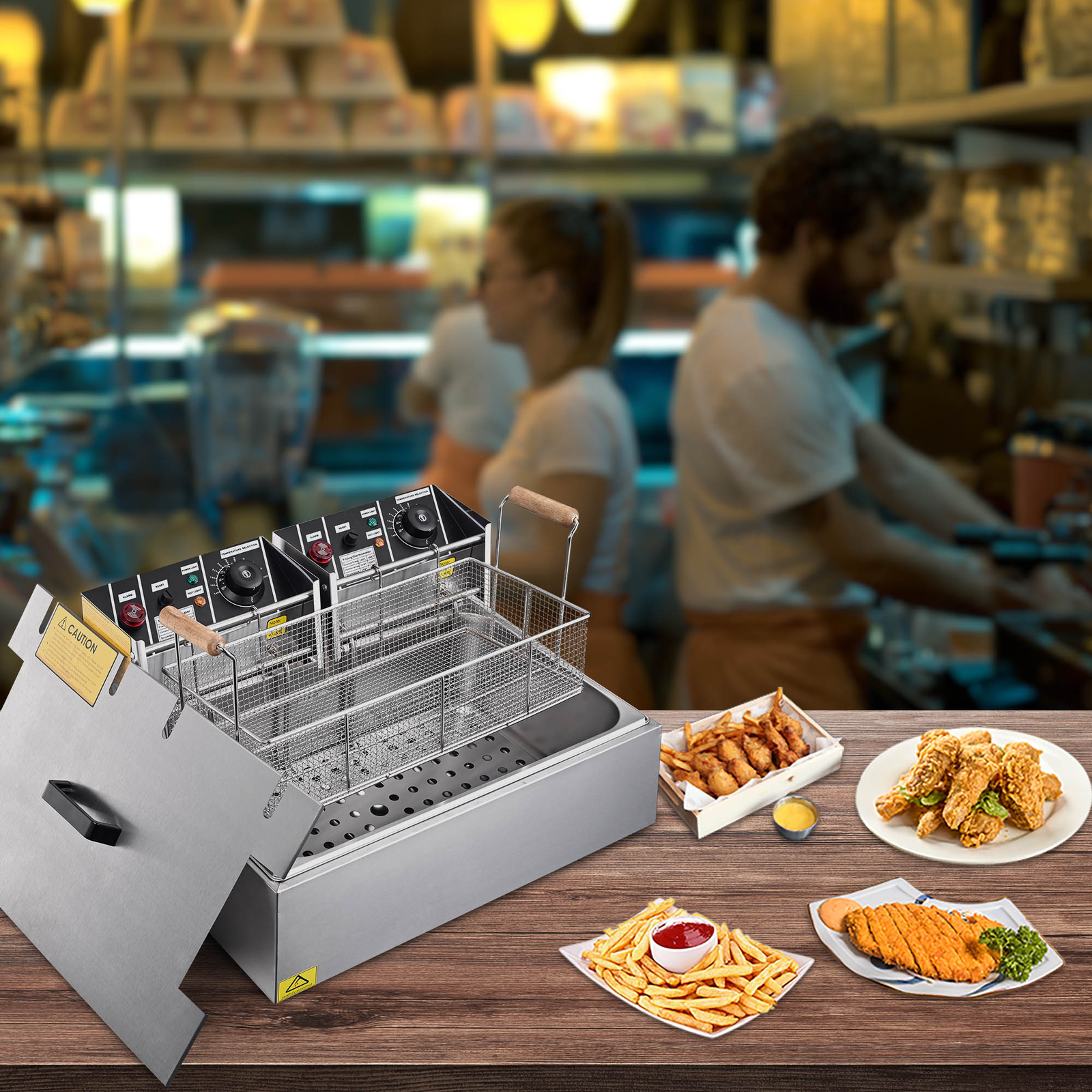 WeChef 20L Electric Countertop Deep Fryer Single Large Tank Basket Commercial