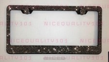 6 Rows Hem Metallic Black License Plate Frame Holder Made W Swarovski Crystals 6 Rows Hem Metallic Black License Plate Frame Holder Made W Swarovski Crystals