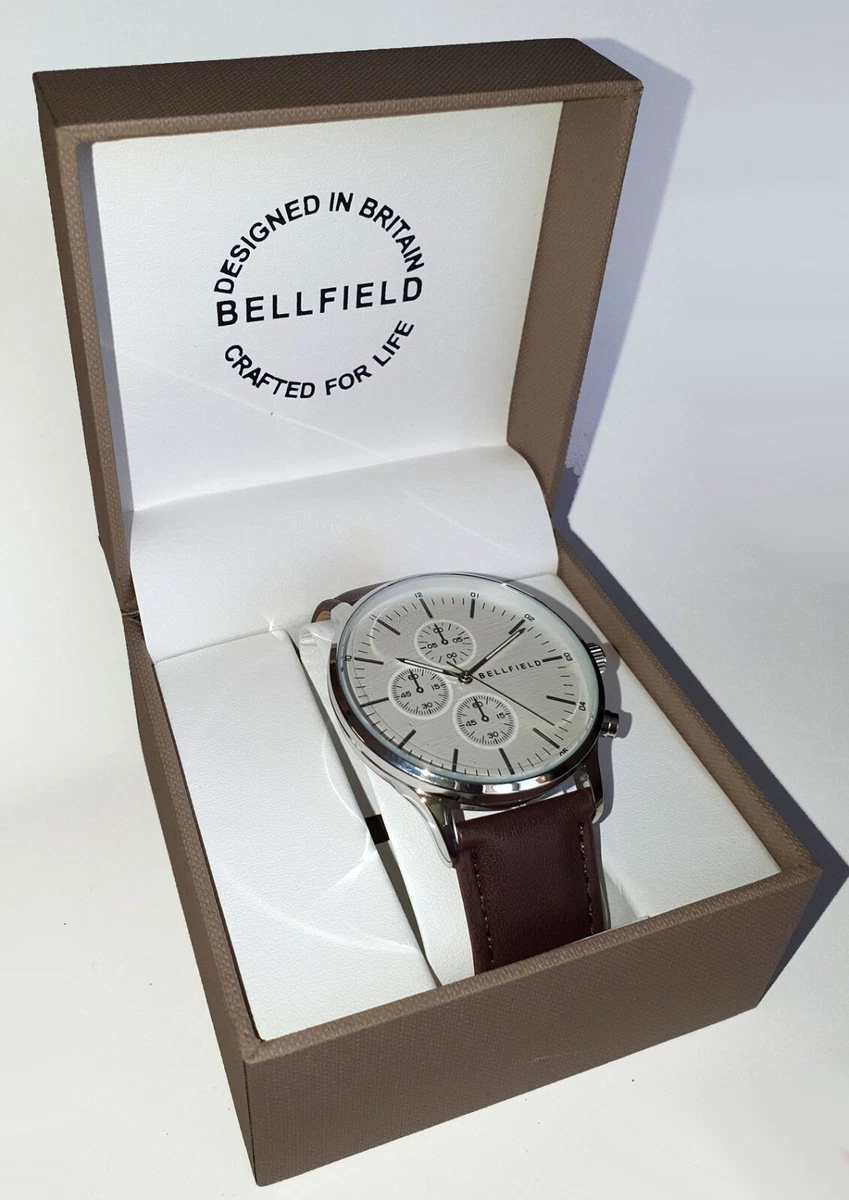 BELLFIELD Oversize Gents Fashion Watch Silver Black RRP 49.99
