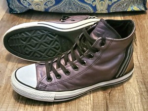 silver metallic converse high tops