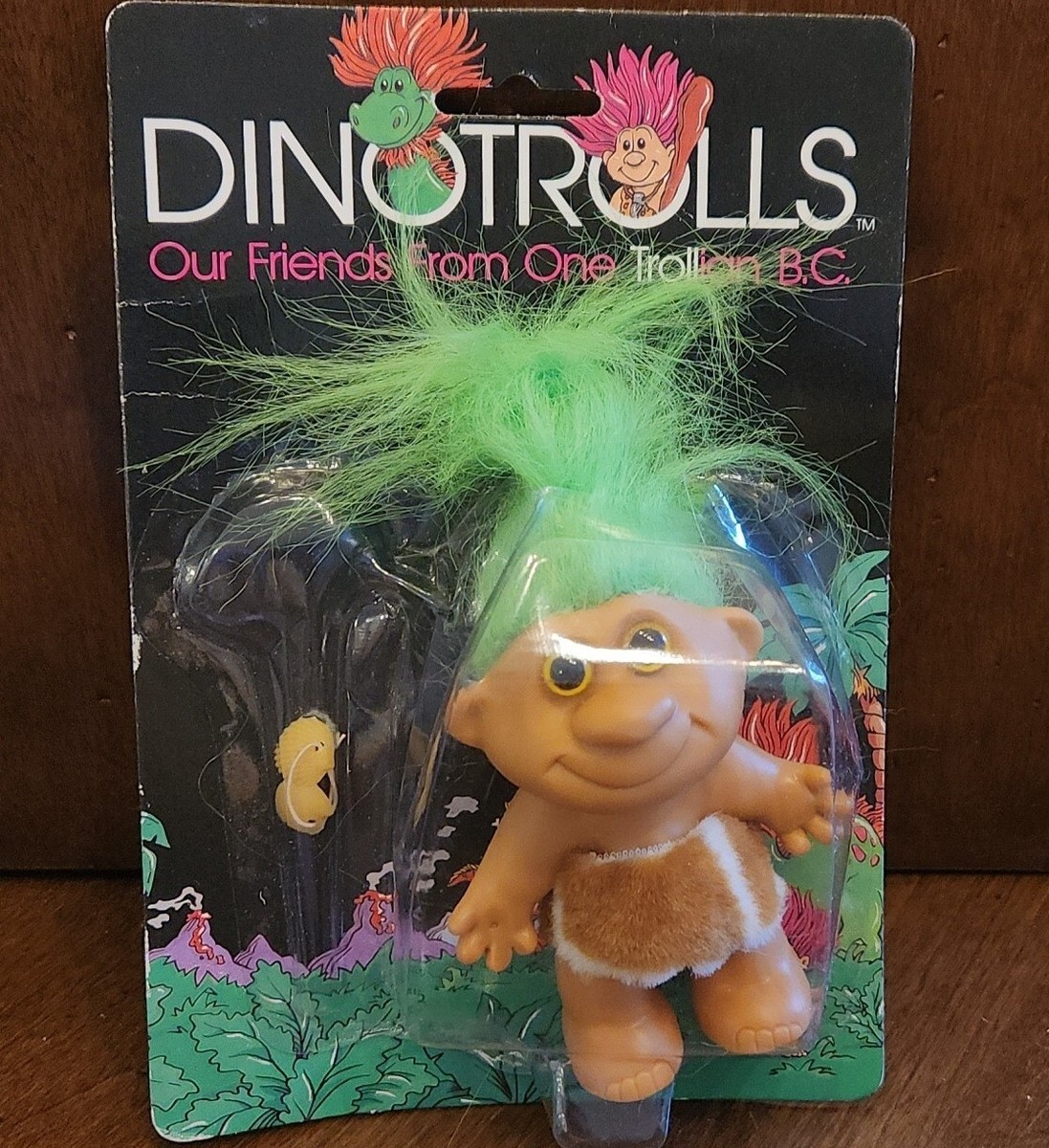 Vintage 1990s DinoTrolls Cavemen Cave Woman Troll Doll & Dinosaur