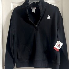Reebok Black Quarter-Zip Sweatshirt with Mock Neck