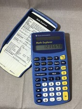 Vintage TI Texas Instruments Math Explorer Calculator w/ Cover  Reference Card