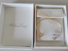 Melanie Casey 14K Yellow Gold Pink Sapphire Diamond Cluster Cuff Bangle Bracelet