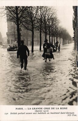 Old postcard Paris La Grande Crue 1910 Boulevard St-GERMAIN (577893)