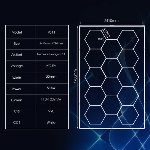 14 Hexagon LED Lighting Detailing Garage Workshop Retail Car Showroom UK - Picture 47 of 53