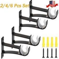 2-6Pcs Curtain Pole Rod Bracket Window Holder Aluminum Alloy Heavy Duty Hardware