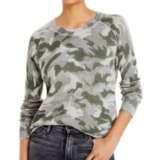 AQUA Bloomingdale's Cashmere Camo Crew Neck Raglan Sleeve Sweater M