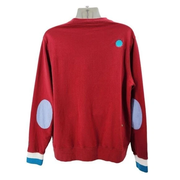 RARO Sabit NYC Masculino 3X Moletom Carta Patch Logotipo Cotovelo Patch Vermelho Gola Redonda - Imagem 3 de 4