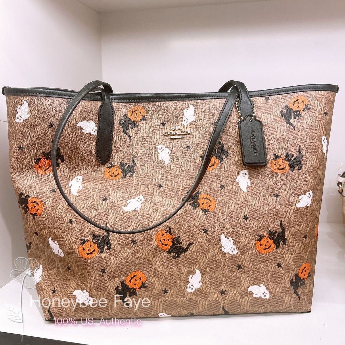 NWT COACH City Tote In Signature Canvas With Halloween Graphic