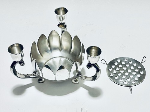 Fabulous Vintage Leonard Italy Silver Plated Lotus Flower Frog Bowl - Picture 4 of 9