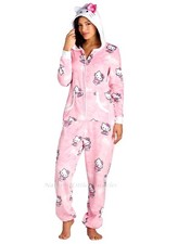 Hello Kitty Womens Union Suit One Piece Pajamas Pants Halloween Costume Size S