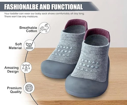Baby Sock Shoes Boys Girls First Walking Shoes Non-Slip Slippers Soft Sole - Bild 2 von 6