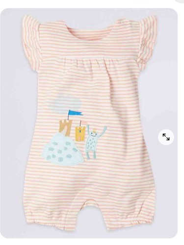M&S Baby Girls Summer All In One Romper Outfit Striped Playsuit Age 6-9 Months