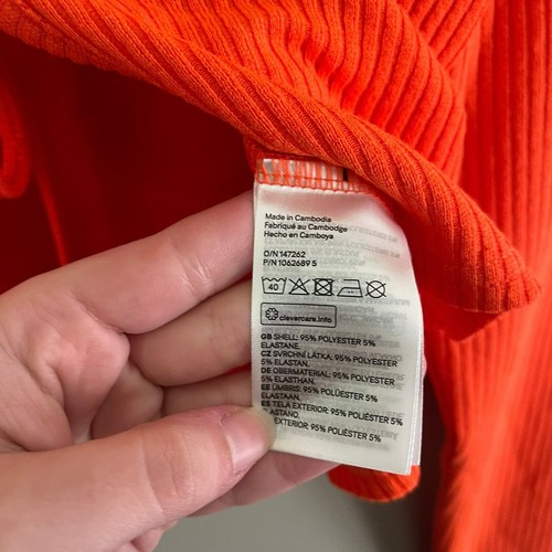 NWT H&M Ribbed Tie Detail Cardigan SZ L in Orange - Picture 5 of 6