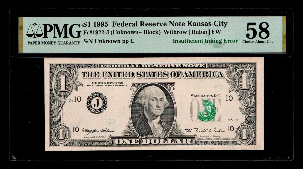 PMG $1 Grade 58 US Paper Money Errors for sale | eBay