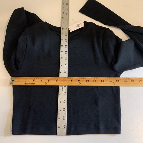 Gap T Shirt Womens S Small Black Cotton Blend Modern Cropped Long Sleeve Crew - Picture 8 of 13
