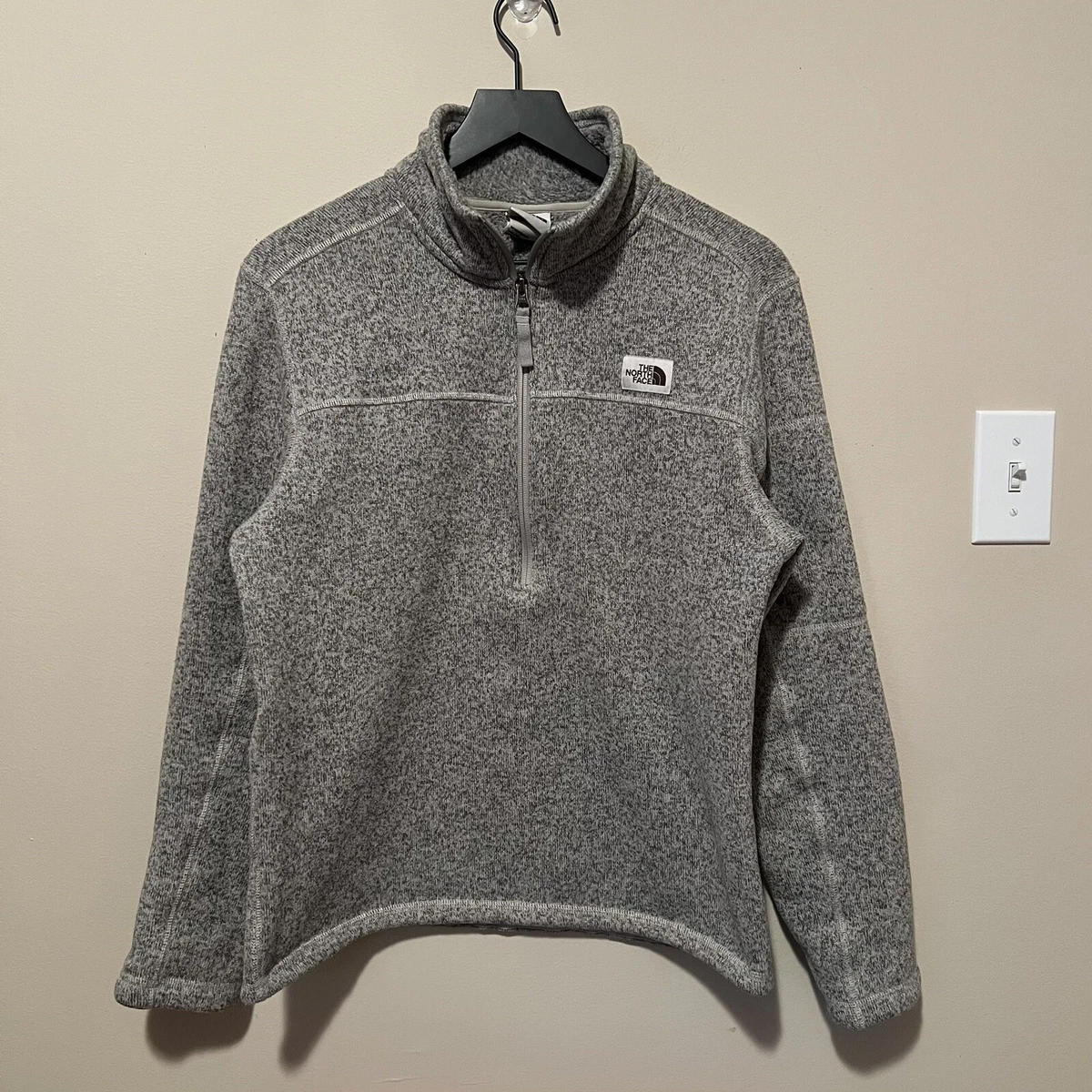 THE NORTH FACE Grey Fleece Jumper Medium M Mens Half Zip Pullover