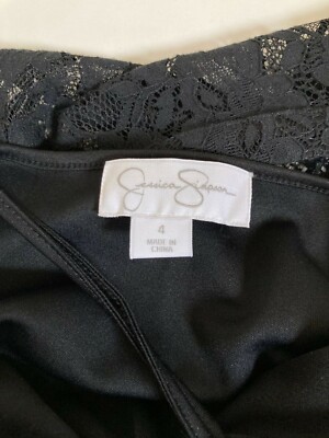 NWT Jessica Simpson Lace Feather-Hem Black Dress Sz 4 $188 | eBay