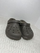 Crocs Baya Lined Clogs Fur Brown Unisex Mens 5 Women 7 Comfortable Sandal EUC