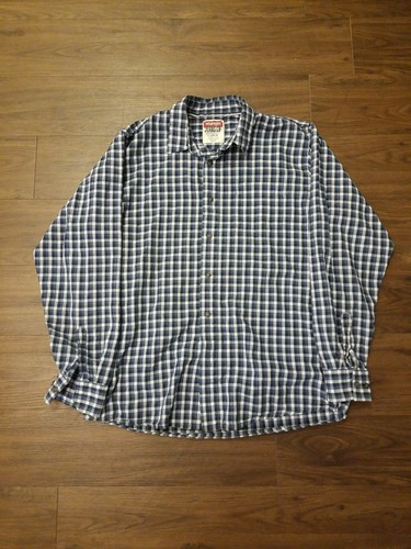 WRANGLER JEANS MENS LONG SLEEVE PLAID SHIRT LARGE BLUE