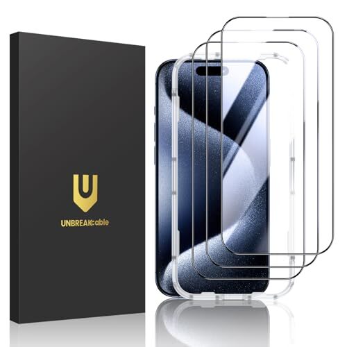 UNBREAKcable Pellicola Vetro Temperato per iPhone 15 Pro Max [Pacco da 3] (I6e)