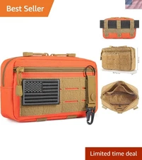 Compact and Lightweight Tactical Molle Pouch - Includes Flag Patch & Keychain