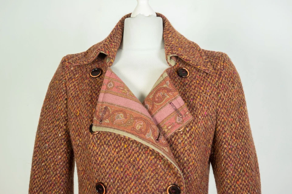 Chaqueta gabardina Etro marrón genuino para mujer de doble botonadura de lana talla 42 Foto 2 de 4