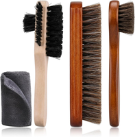 SchuhbüRste 4-Teiliges Set Mit BüRsten Und Mikrofasertuch, Praktisches Pflegeset