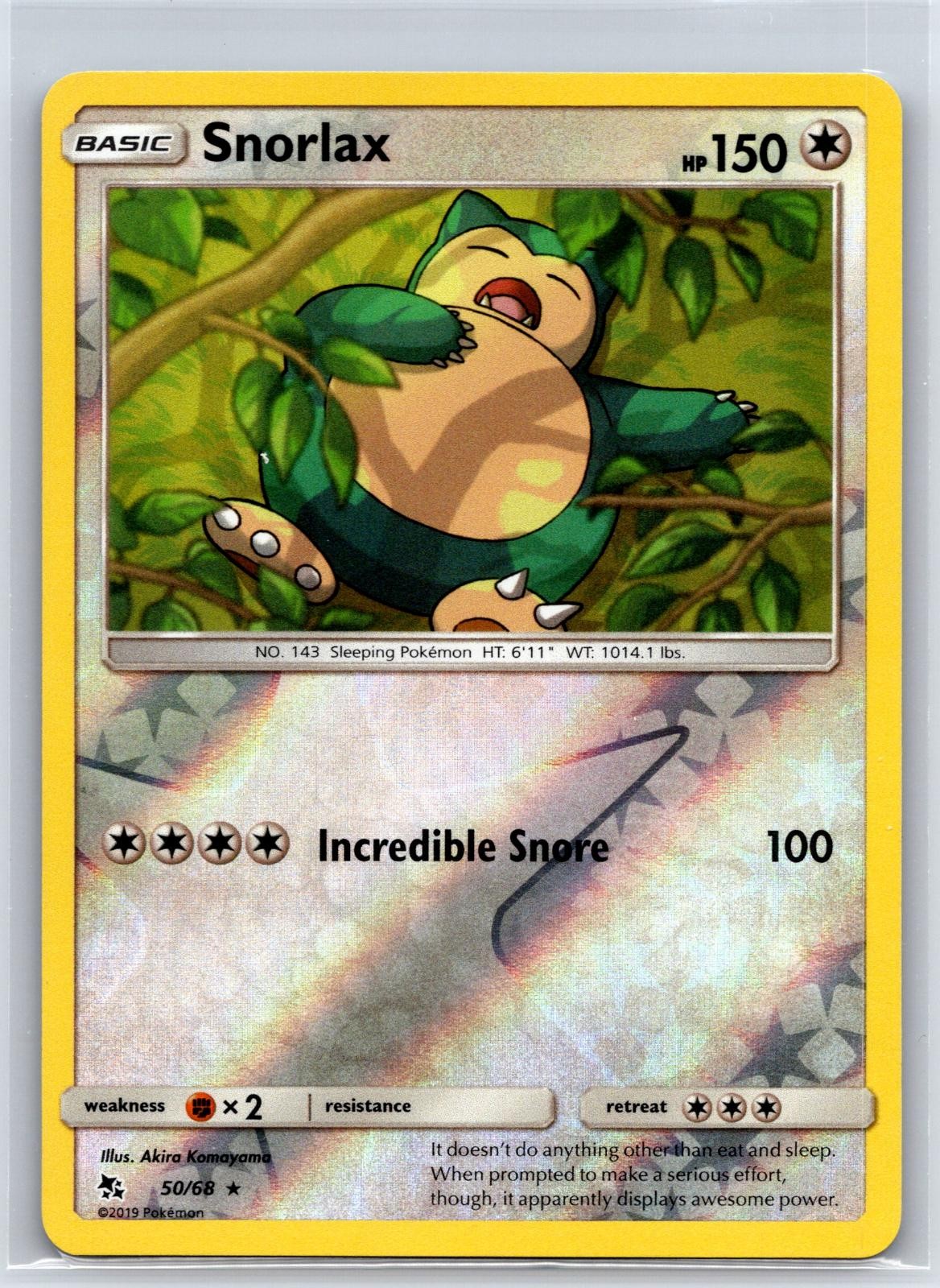 Snorlax 50/68 Rare Hidden Fates Pokemon Reverse Holo NM/M 513d-17