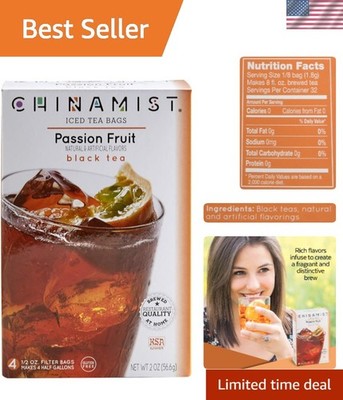 Iced Tea Passion Fruit Black Tea - 4 Teabags Yield 1/2 Gallon - Herbal Infusion