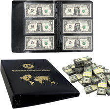 Album Raccogliere Banconote Di Carta 29x24Cm Pelle PU 60 Tasche 19,7x8,3cm, Nero