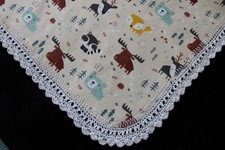 Receiving Blanket Hand Crochet Edge New Baby Shower Gift Girl Boy WILDERNESS PAL
