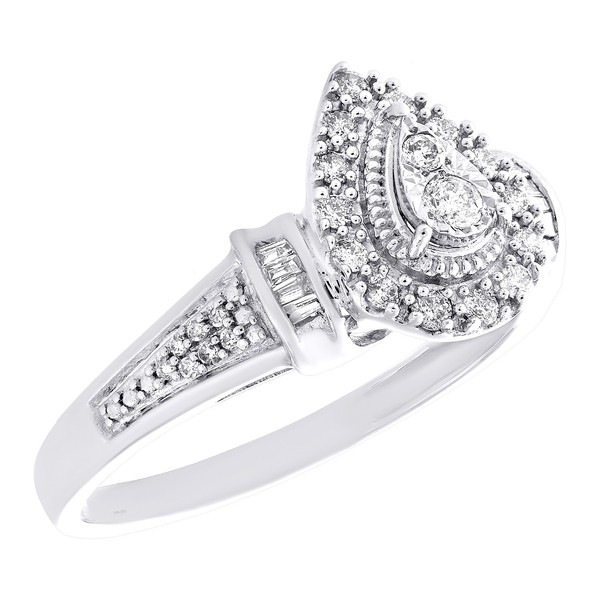 JFL Diamonds & Timepieces 10K WeißGold Baguette Diamant Versprechen Ring-image