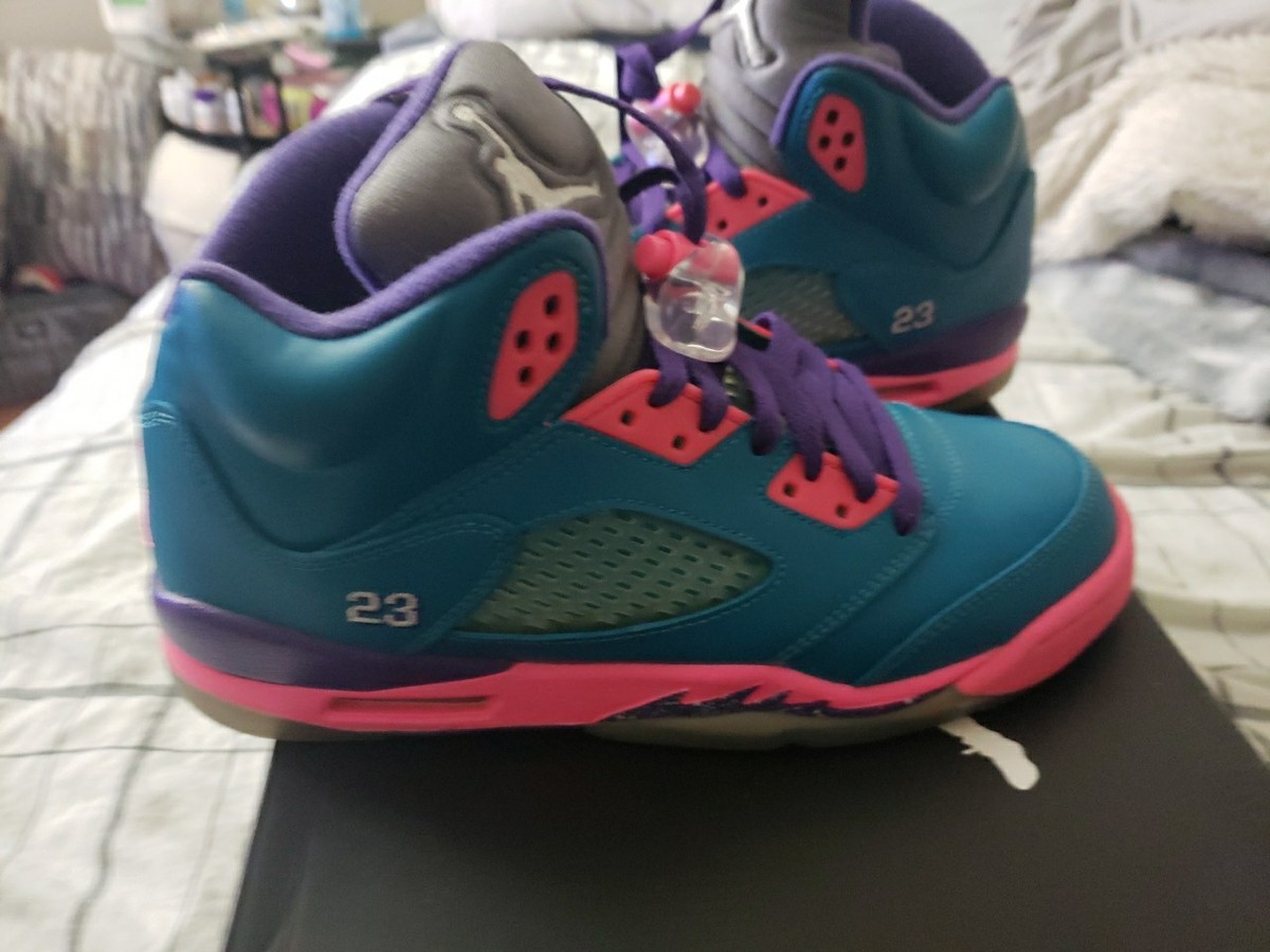 〈未使用〉NIKE AIR JORDAN 5 RETRO GS 23cm Air Jordan 5 Retro Gs Size 6.5y Tropical Teal/ Digital Pink/purple
