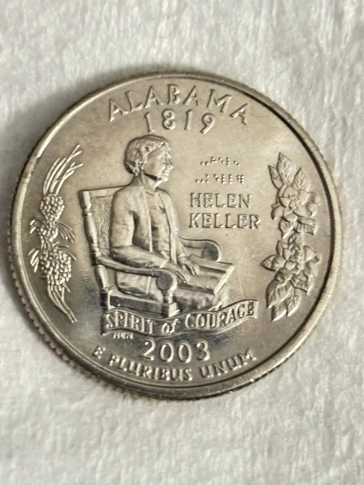 2003 P Quarter Of Helen Keller In A Mint Condition. Small Cud On The obverse rim - Image 2 of 4