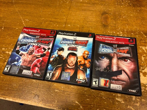PS2 Wrestling Lot of (3) Complete Video Games Smackdown vs Raw 2007/2008 +