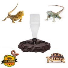 SLSON Reptile Water Feeder Automatic Dispenser 13.5Oz Brown Turtle Lizard