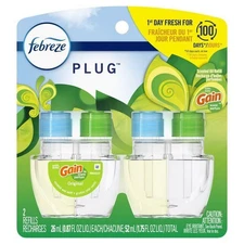 Febreze Plug Gain Original Scent Air Freshener Oil Refill 1.75 oz Liquid 2 pk