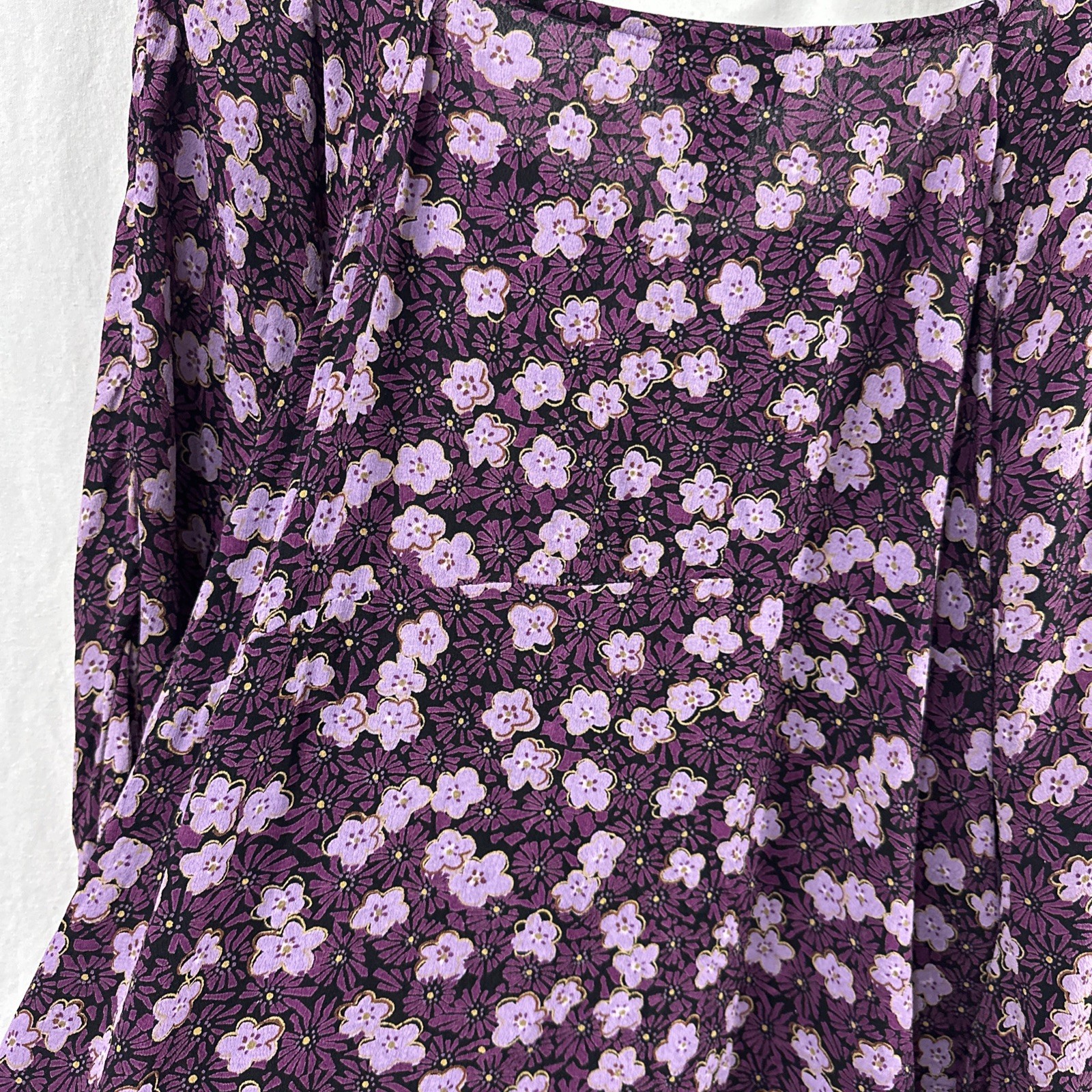 Venezia Jeans Purple Floral Flare Babydoll Top Womens Size 18/20 Whimsy Romantic