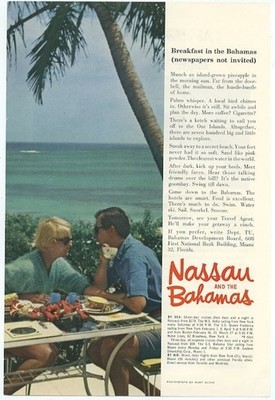Nassau and the Bahamas Breakfast in the Bahamas Burt Glinn 1963 Vintage Ad 