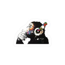 Banksy Monkey Headphones Graffiti Sticker