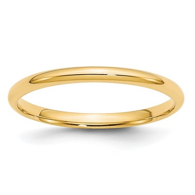 10k Gold 2mm Lightweight Comfort Fit Wedding Band Size 6.5 1CFL020