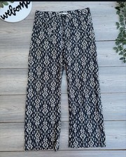 New ZARA Women Pants Printed Trousers Straight Black Beige Pockets Size M Y700F