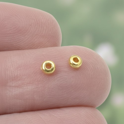 #ad Gold Disk Beads 3mm: 24K Plated Pewter Smooth Heishi Spacers 50 Pack $8.99