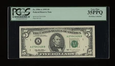 DBR 1995 $5 FRN Boston Fr. 1984-A PCGS 35 PPQ Serial A27041426B