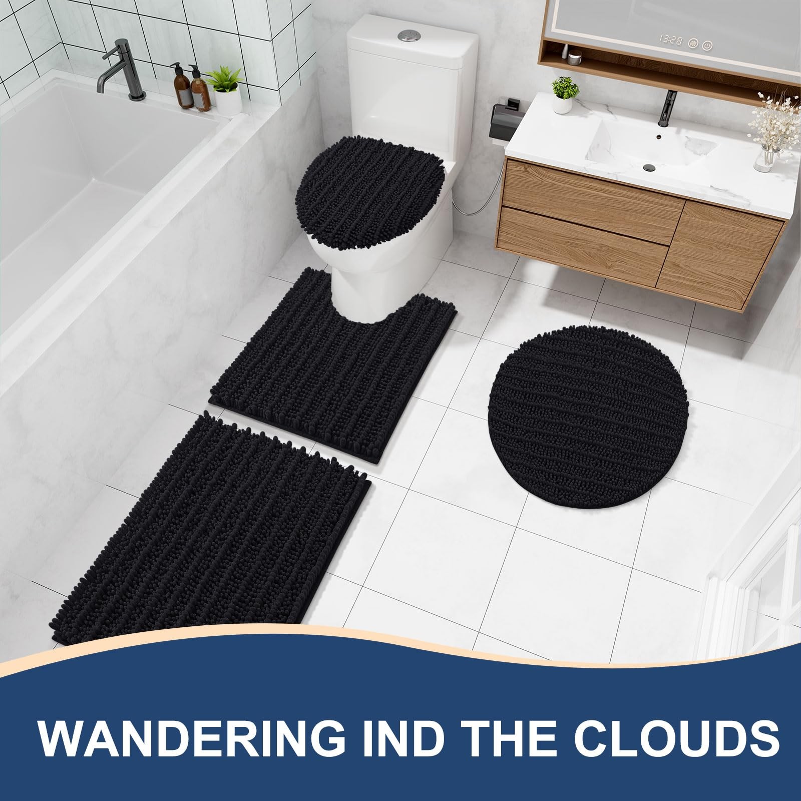 Arotive Luxury Chenille Bath Rug Mat - Soft, Thick, Absorbent, Non-Slip, 36x24"