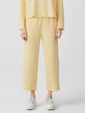 NWT EILEEN FISHER ORGANIC COTTON FRENCH TERRY STRAIGHT PANT BUTTER L 158