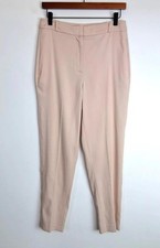 Karen Millen Cigarette Trousers Size 10 Pale Pink High Waisted Textured Pants